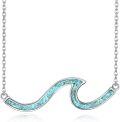 wholesale Gold 925 Sterling Silver Ocean Wave Pendant Necklaces Minimalist Chain Beach  for Women-0-27