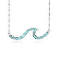 wholesale 925 Sterling Silver Wave Pendant Necklace Wholesale In Rose Gold Tone For Women Fashionable Minimalist Jewelry-Turquoise