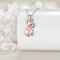 wholesale 925 Sterling Silver Corgi Dog Heart Pink Crystal Pendant Necklace s for Women Animal Lovers-0-1