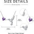 wholesale 925 Sterling Silver Purple Amethyst Hummingbird Pendant Necklace for Women-0-4