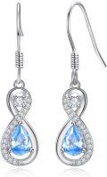 wholesale 925 Sterling Silver Blue Teardrop CZ Infinity Dangle Drop Earrings for Women-0-0