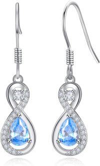 wholesale 925 Sterling Silver Blue Teardrop CZ Infinity Dangle Drop Earrings for Women-Pear Aquamarine