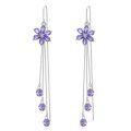 wholesale 925 Sterling Silver Amethyst Flower Drop Earrings With Chain Details-0-0