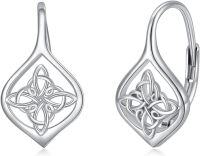 wholesale 925 Sterling Silver Celtic Knot Design Leverback Earrings for Women (Irish-Inspired)-Celtic Knot Earrings