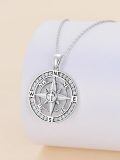 wholesale 925 Sterling Silver Compass Musical Graduation Cap Pendant Necklace with Cubic Zirconia and Cross Design-0-2