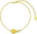 wholesale Gold Rose Heart 925 Sterling Silver Cubic Zirconia Bracelet for Women 0-10 CTW-0-0