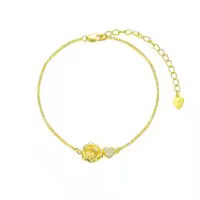 wholesale Gold Rose Heart 925 Sterling Silver Cubic Zirconia Bracelet Wholesale for Women 0-10 CTW-Style-4