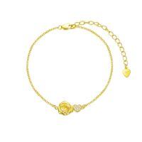wholesale 925 Sterling Silver Rose And Heart Charm Bracelet With Cz Details-Style-4
