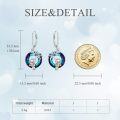 wholesale 925 Sterling Silver Elephant Dangle Drop Leverback Earrings with Blue Crystal and Gold Accents-0-4