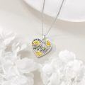 wholesale 925 Sterling Silver 925 CZ Heart-Shaped Sunflower & Rose Music Note Pendant Necklace-0-4