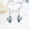 wholesale 925 Sterling Silver Turquoise Cactus Flower Drop Earrings for Women-0-1