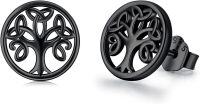 wholesale 925 Sterling Silver Black Celtic Knot Tree Of Life Stud Earrings for Women Men - Christmas Gift Idea-gold tree A
