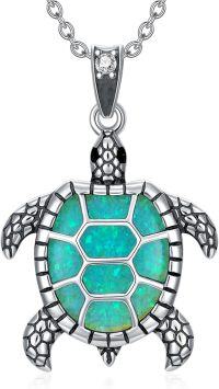 wholesale 925 Sterling Silver Sea Turtle Pendant Necklace 18mm 46cm Chain Gift for Women-OceanicCreature 2