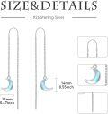 wholesale 925 Sterling Silver Blue Opal Crescent Moon Threader Dangle Earrings-0-4