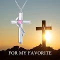 wholesale 925 Sterling Silver White Gold & Birthstone Cross Urn Necklace for Ashes – Infinity Engraved 'I Love You Forever' – Cremation Jewelry with 1.35mm Chain-0-4