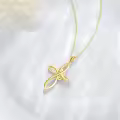 wholesale 14K Gold Infinity Knot Cross Pendant with 3mm Cable Chain for Women and Girls - Elegant Religious Sets Wholesale (Length: Adjustable from 16 to 20 inches)-0-2