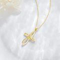 wholesale 10K Gold Infinity Knot Cross Pendant with 3mm Cable Chain for Women and Girls - Elegant Religious Set (Length: Adjustable from 16 to 20 inches)-0-2