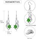 wholesale 925 Sterling Silver Green Crystal Hummingbird Flower Dangle Drop Earrings-0-1