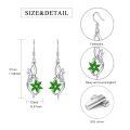 wholesale 925 Sterling Silver White Gold Plated Hummingbird Green Crystal Flower Drop Earrings-0-1