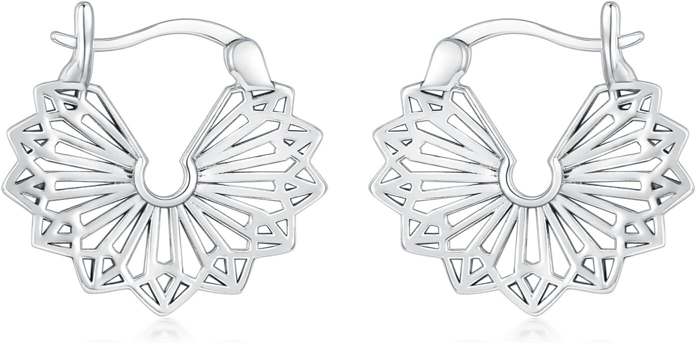 Sterling Silver Bali Boho Oxidized Hypoallergenic Huggie Hoop Earrings for Women Jewelry Gifts-0-0