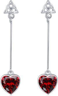 wholesale 925 Sterling Silver Cubic Zirconia Celtic Knot Earrings & Moonstone Teardrop Earrings, Hypoallergenic Nickel-Free Gift for Women-Garnet
