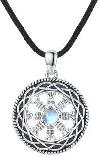 wholesale 925 Sterling Silver Moonstone Celtic Knot Pendant Necklaces for Women and Men-Viking Moonstone Necklace