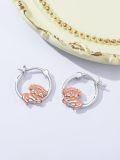 wholesale 925 Sterling Silver Rose Gold Red Mushroom Hoop Earrings - Christmas & Birthday Gifts for Her-0-1