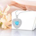 wholesale 925 Sterling Silver 925 Blue Turquoise Heart Shaped Pendant Necklace for Women-0-2