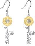 wholesale 925 Sterling Silver Sunflower Love Drop Earrings for Women -0-1