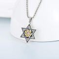 wholesale 925 Sterling Silver Black & Gold Star of David Pendant for Men's Jewelry Necklaces-0-1