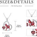 wholesale 925 Sterling Silver Red Garnet Cardinal Love Forever Heart Pendant Necklace-0-4