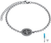 wholesale Sterling Silver Stone Birth Flower Urn Bracelet for Women Cremation Memorial Keepsake Jewelry for Ashes-09-September-Morning Glories-09-September-Morning Glories