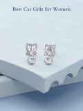 wholesale 925 Sterling Silver CZ Cat Stud Earrings for Women - Adorable Animal s-0-3