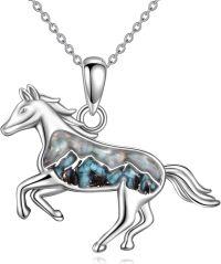 wholesale 925 Sterling Silver Turquoise Mountain Horse Pendant Necklace-Horse