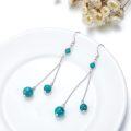 wholesale 925 Sterling Silver Turquoise Ball Earrings with 4mm 6mm 8mm Beads, Hypoallergenic Lightweight Dangle Jewelry Gift for Women-0-1