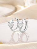 wholesale 925 Sterling Silver Heart-Shaped Cubic Zirconia Huggie Hoops for Women - Valentine's Day Gift Ideas-0-2