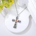wholesale 925 Sterling Silver Rose Gold Plated Floral Cross Necklace for Women Men Catholic Christian Gifts-0-1
