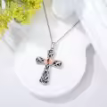 wholesale 925 Sterling Silver Rose Gold Plated Floral Cross Necklace Wholesale for Women Men Catholic Christian Gifts-0-1