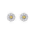 wholesale 925 Sterling Silver Daisy Stud Earrings Wholesale With Yellow Center-0-0