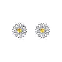 wholesale 925 Sterling Silver Daisy Stud Earrings Wholesale With Yellow Center-Daisy Flower Studs