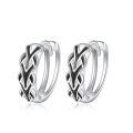 wholesale 925 Sterling Silver Hoop Earrings White Gold Plated Black Enamel Arrow Design-0-0