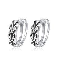 wholesale 925 Sterling Silver Hoop Earrings White Gold Plated Black Enamel Arrow Design-14-HOLLOW KNOT HOOP