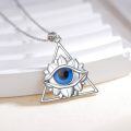 wholesale 925 Sterling Silver Evil Eye Necklace with Hypoallergenic Triangular Pendant for Women – Protection & Luck Gift-0-1