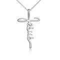 wholesale 925 Sterling Silver Cross Necklace with Stone for Women, Religious Christian Jewelry Gift-0-0