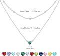 wholesale 925 Sterling Silver & 12-Month Birthstone Layered Necklace for Women - 13.5+15+2 Extension Chain - Freedom & Happiness Symbol - Elegant Multi-Layer Design for Everyday & Special Occasions (60 chars)-0-4