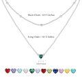 wholesale 925 Sterling Silver & 12-Month Birthstone Layered Necklace for Women - 13.5+15+2 Extension Chain - Freedom & Happiness Symbol - Elegant Multi-Layer Design for Everyday & Special Occasions (60 chars)-0-4