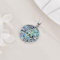 wholesale 925 Sterling Silver Round Abalone Shell Celtic Knot Heart Pendant with Triple Moon and Ankh Cross Necklace for Women-0-2