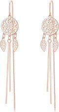 wholesale 925 Sterling Silver Threader Earrings with Dreamcatcher Leaf and Chain Drops for Women-0-0