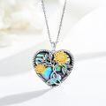 wholesale 925 Sterling Silver Heart-Shaped Tree of Life Pendant Necklace with Abalone Shell and Gold Plated Sunflowers-0-1