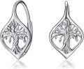 wholesale 925 Sterling Silver Tree of Life Leverback Dangle Drop Hoop Earrings for Women Gift Ideas-0-0